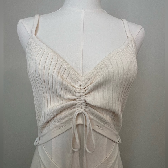 Christopher Esber Ruched Disconnect Knit Dress Cutout Cami Beige - Picture 5 of 11